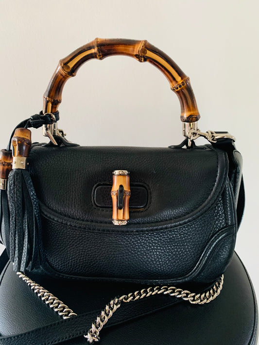 Vintage Gucci Black Leather Handbag