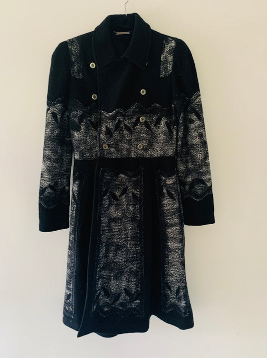 Black and White Long Coat for Woman